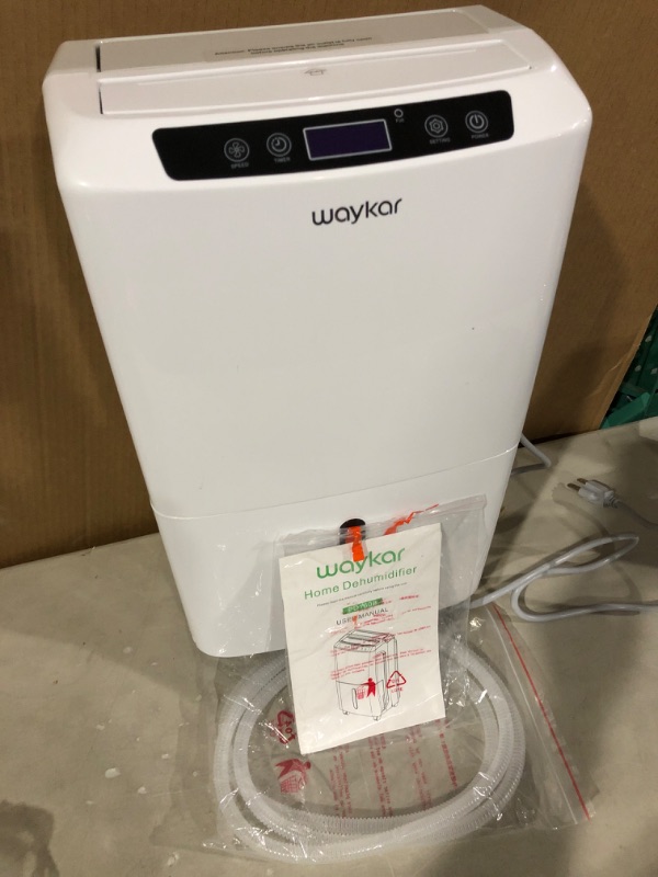 Photo 3 of * Gently Used * Waykar 2000 Sq. Ft Dehumidifier for Home and Basements, with Auto or Manual Drainage, 0.66 Gallon Water Tank Capacity.  * Open box, no visible damage or defect. Unit powers up, fan works. (Stock photo for reference only)