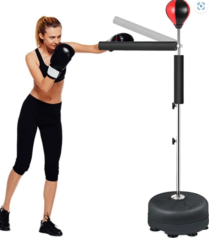 Photo 1 of Boxing Spinning Bar, Free Standing Reflex Punching Ball, Height Adjustable Punching Bag with Reflex Bar for Teens Adults, Home Gym.
* No visible damage or defect on product. *