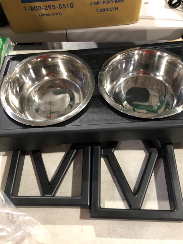 Photo 2 of 
Pet Zone Designer Diner Adjustable Elevated Dog Bowls - Adjusts to 3 Heights, 2.75”, 8", & 12'' (Raised Dog Dish with Double Stainless Steel.