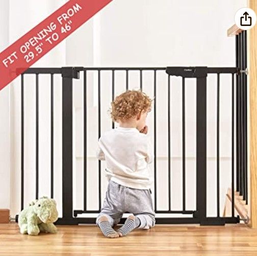 Photo 1 of Cumbor 29.5-46" Auto Close Safety Baby Gate, Extra Tall Gray