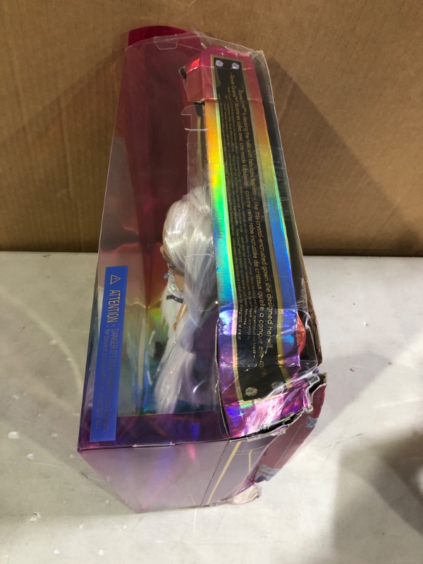 Photo 3 of Rainbow High Holiday Edition Collector Doll 11"- 2022 Roxie Grand Posable Fashion Doll with Multicolor Hair, in Diamond & Iridescent Designer Gown Including Premium Doll Accessories. Great Gift  * Open box, shipping damage to carton, no visible damage or 