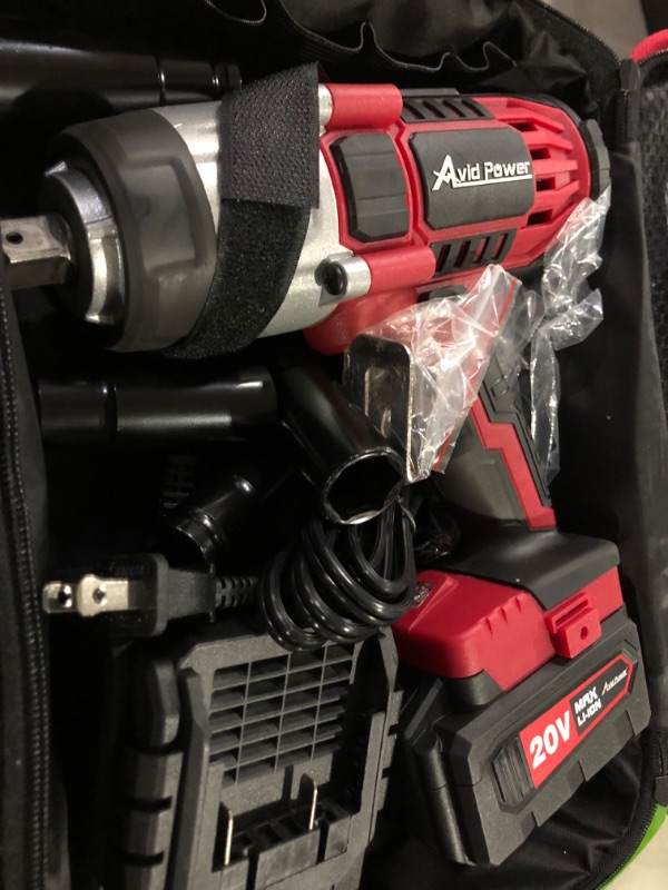 Photo 2 of AVID POWER Cordless Impact Wrench, 1/2 Impact Gun w/ Max Torque 330 ft lbs (450N.m), 20V Impact Driver Kit w/ 3.0A Li-ion Battery, 4 Pcs Drive Impact Sockets and 1 Hour Fast Charger, Electric Impact 1-Red