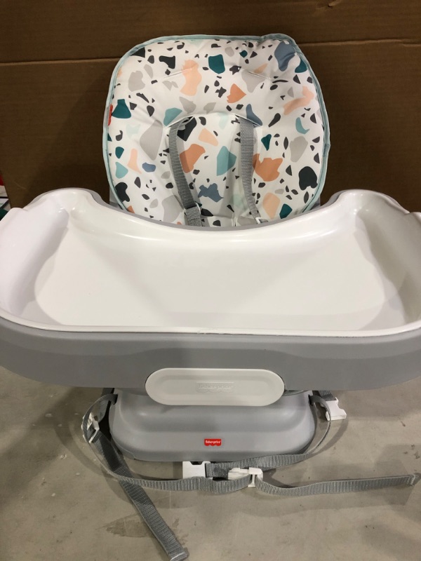 Photo 2 of Fisher-Price SpaceSaver Simple Clean High Chair – Pacific Pebble, Portable Infant-to-Toddler Dining Chair and Booster seat with Easy Clean up Features