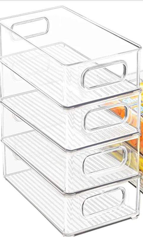 Photo 1 of Stackable Refrigerator Organizer Bins, 6 Pack Clear Kitchen Organizer Container Bins