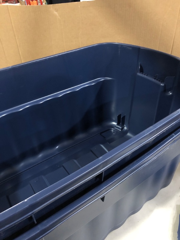 Photo 1 of Rubbermaid Roughneck 50 Gallon Storage Container, 50 Gal - 2 Pack, Dark Indigo Metallic