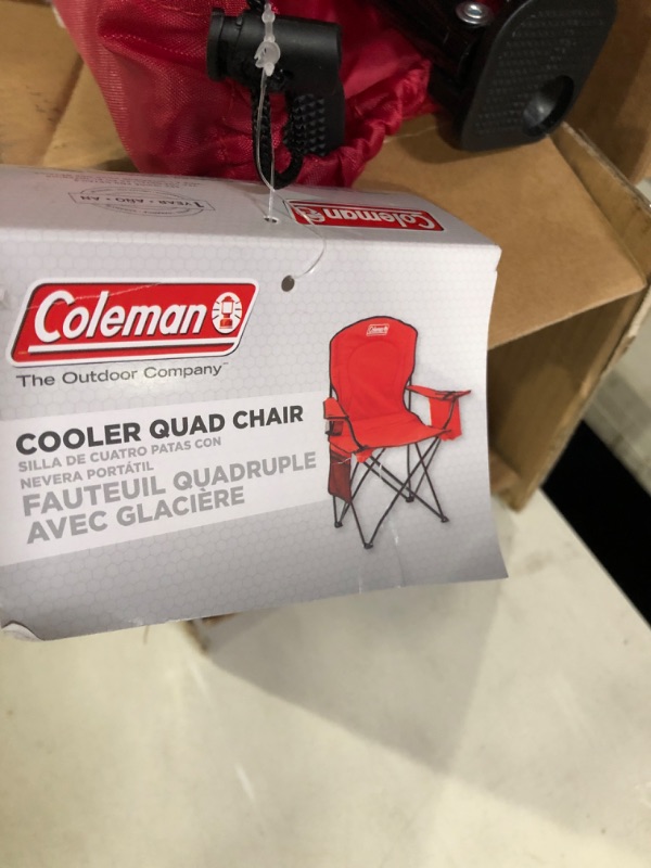 Photo 3 of Coleman Camping Chair with Built-in 4 Can Cooler Red Chair