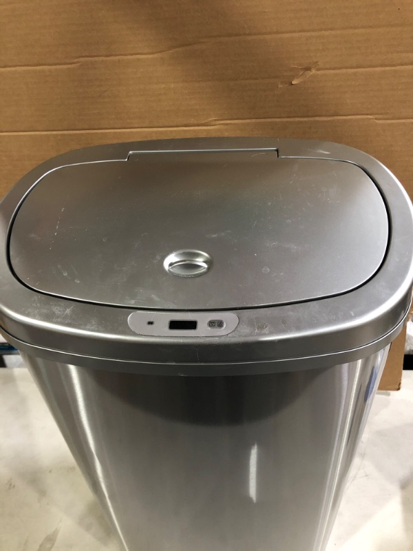 Photo 4 of * USED * Amazon Basics 50 Liter / 13.2 Gallon Motion Sensor Hands-Free Trash Can with Liner - Stainless Steel