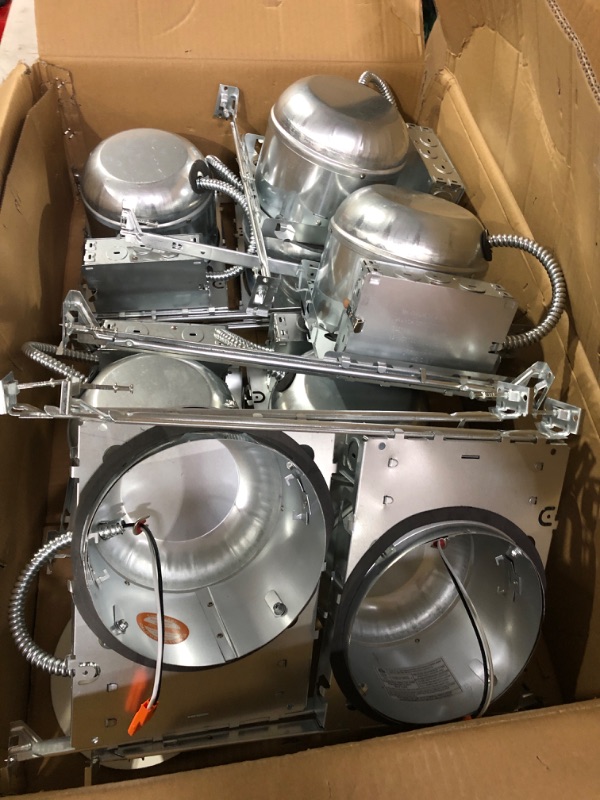 Photo 1 of TORCHSTAR 8-Pack 6 Inch Shallow New Construction Recessed Housing, IC Rated & Air Tight Ceiling LED Downlight Can with J-Box, ETL Listed Slim/Narrow New Construction Housing, TP24 Connector