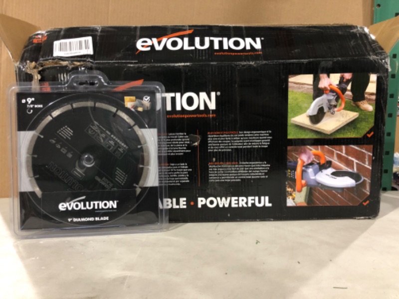 Photo 3 of Evolution Power Tools 9 in. Electric Concrete Saw
* Open box, no visible damage or defect * Shipping damage to box. (Stock photo for reference only)