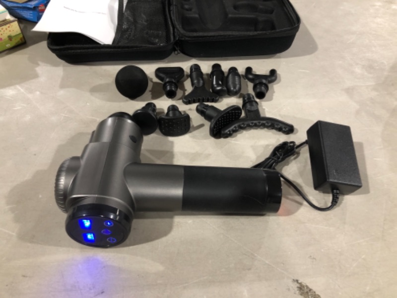 Photo 1 of TOLOCO Massage Gun, Upgrade Percussion Muscle Massage Gun for Athletes, Handheld Deep Tissue Massager, Grey