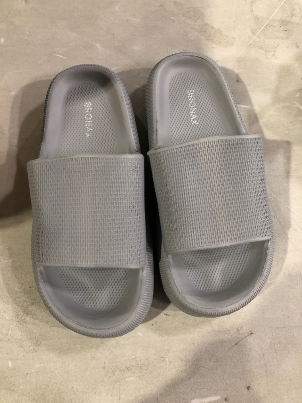 Photo 2 of BRONAX Cloud Slippers for Women and Men | Pillow Slippers Bathroom Sandals | Extremely Comfy | Cushioned Thick Sole 9-10 Women/7.5-8.5 Men Grey