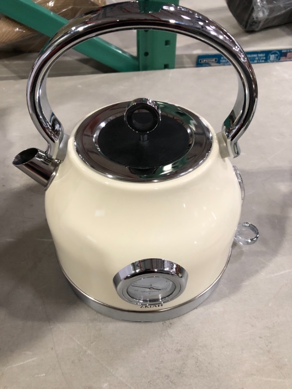 Photo 2 of Ayybboo Retro Electric Kettle With Thermometer,2 lbs,1.7L/1500W,120V US Plug Fast heating,Automatic Shut-Off and Boil-Dry Protection,Suitable for Boiling Water,Tea and Coffee (Beige?