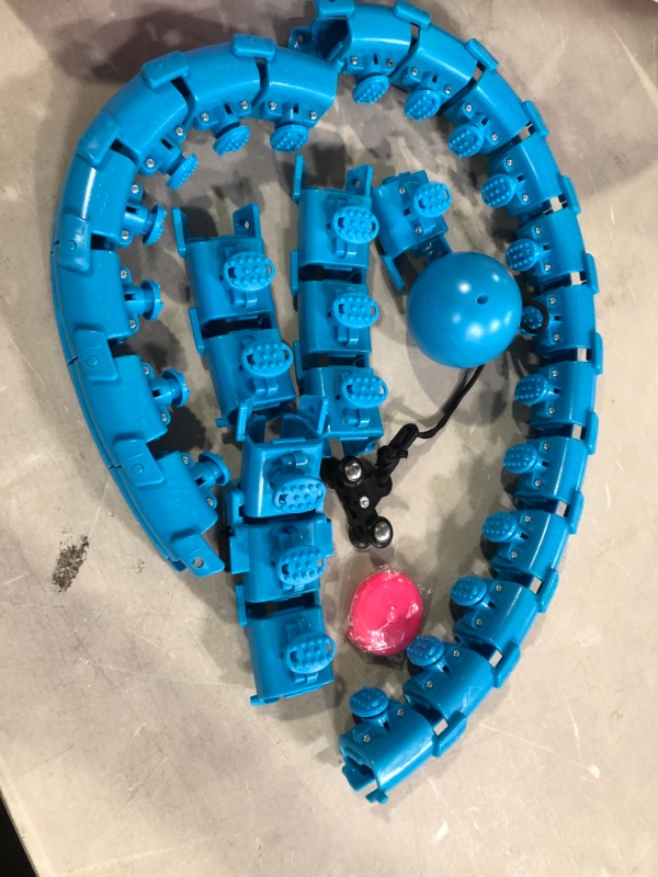 Photo 1 of Weighted Hula Hoop Infinity Hoop for Adult Weight Loss,Fithoop with Detachable Knots, Adjustable Smart Hula Hoops, 2 in 1 Abdomen Fitness Message Non Fall Auto Spinning Ball Hoops Women Men Beginner blue