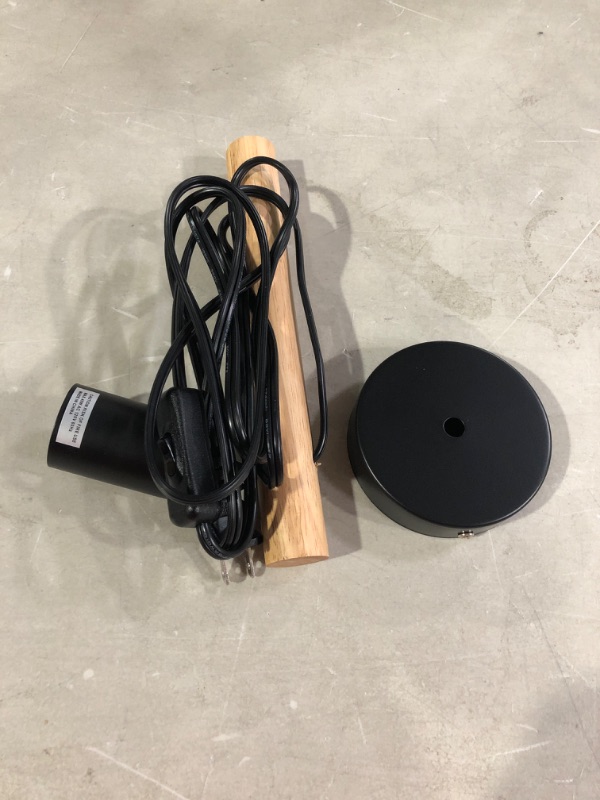 Photo 2 of Anlampha Farmhouse Wall Lamp with Plug in Cord, Plug in Wall Sconces with Natural Wood Arm, Black Wall Mounted Lights Fixture with On/Off Switch for Living Room Bedroom Bedside hallways