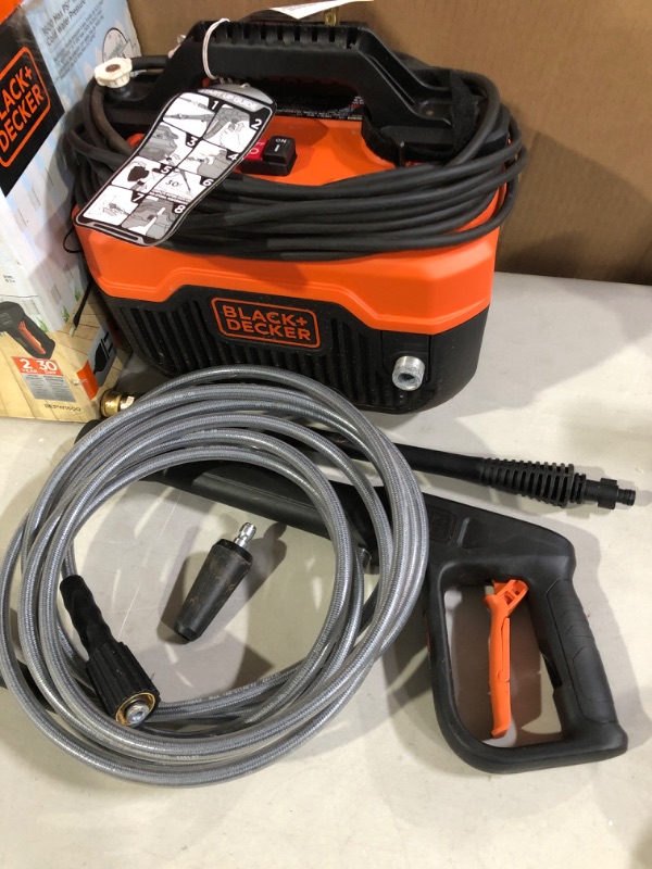 Photo 2 of * Used * BLACK+DECKER Electric Cold Water Pressure Washer, 1,600 MAX PSI, 1.2 GPM (BEPW1600)  *USED* Powers up, no visible damage or defect. * (Stock photo for reference only)