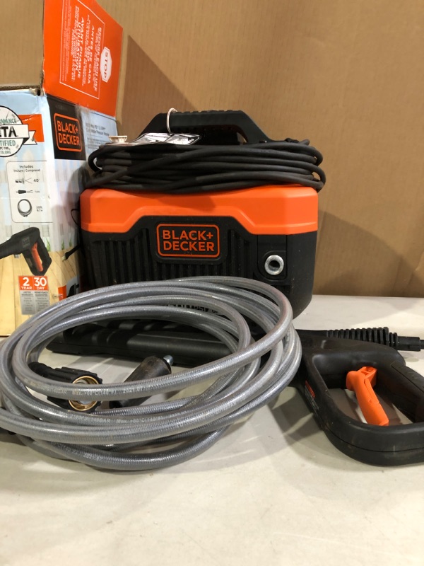 Photo 3 of * Used * BLACK+DECKER Electric Cold Water Pressure Washer, 1,600 MAX PSI, 1.2 GPM (BEPW1600)  *USED* Powers up, no visible damage or defect. * (Stock photo for reference only)
