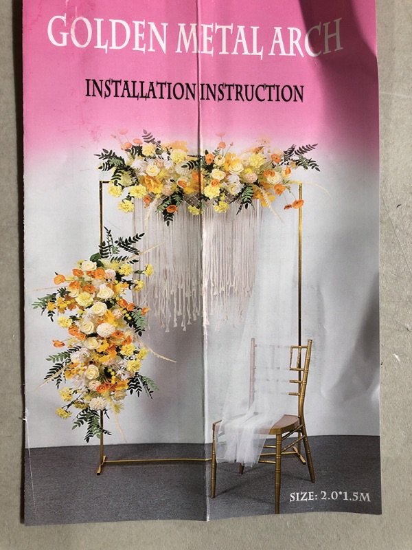 Photo 3 of Balloon Arch Stand for Wedding Ceremony 5FT Metal Gold Garden Arch Arbor.
* Carton was factory sealed, no visible damage or defect. * 