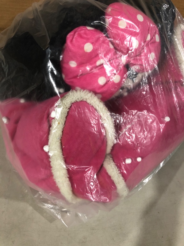 Photo 2 of * Damaged * Idea Nuova Disney Minnie Mouse Figural Bean Bag Chair with Sherpa Trim, Ages 3+, Pink.  * Product is used, has fill leaking, needs a patch or two. *