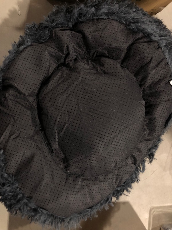 Photo 2 of Bedsure Calming Cat Beds for Indoor Cats - Large Cat Bed Washable 20 inches, Anti Anxiety Round Fluffy Plush Faux Fur Pet Bed, Fits up to 15 lbs Pets, Dark Grey 20x20x6 Inch (Pack of 1) Dark Grey