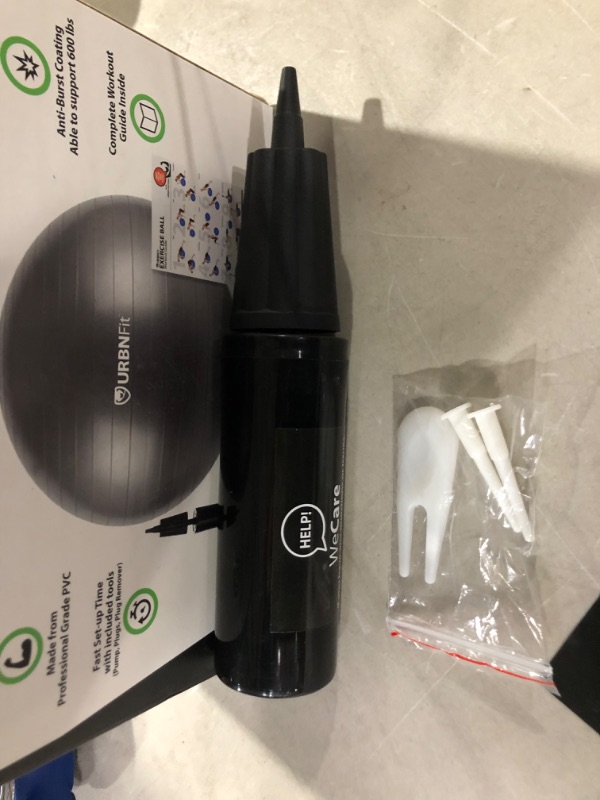 Photo 1 of URBNFit Exercise Ball - Yoga Ball for Workout Pregnancy Stability - AntiBurst Swiss Balance Ball w/ Pump - Fitness Ball Chair for Office, Home Gym Silver 22IN