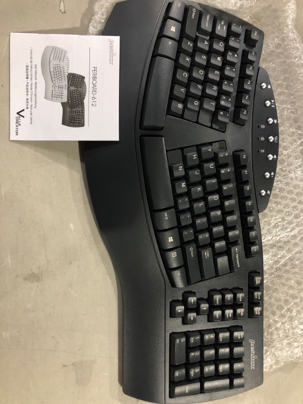 Photo 2 of Perixx Periboard-612 Wireless Ergonomic Split Keyboard with Dual Mode 2.4G and Bluetooth Feature, Compatible with Windows 10 and Mac OS X System, Black, US English Layout, (11354) Wireless Black Keyboard