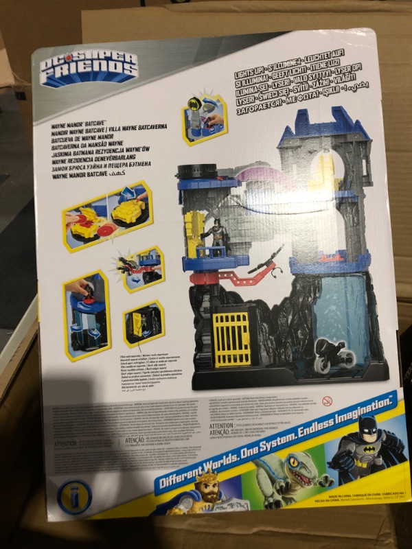 Photo 3 of Imaginext DC Super Friends Batman Toy, Wayne Manor Batcave Playset with Batman Figure Batcyle and Accessories