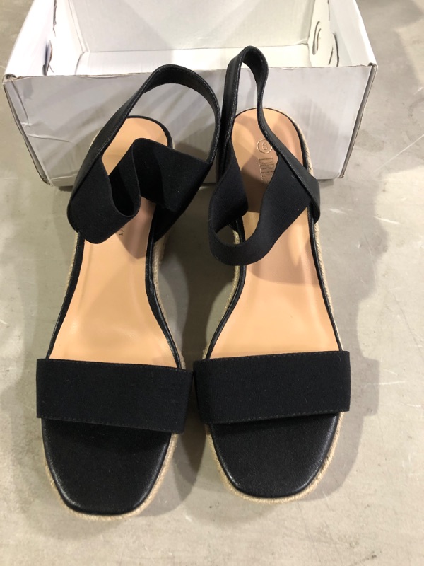 Photo 2 of DREAM PAIRS Womens Open Toe Espadrilles Dressy Platform Sandals Slip on Elastic Ankle Strap Wedges Sandals 8 Black