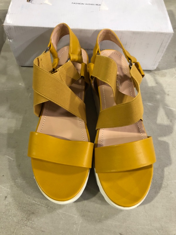 Photo 2 of DREAM PAIRS Women’s Open Toe Ankle Strap Platform Wedge Sandals 10 Yellow