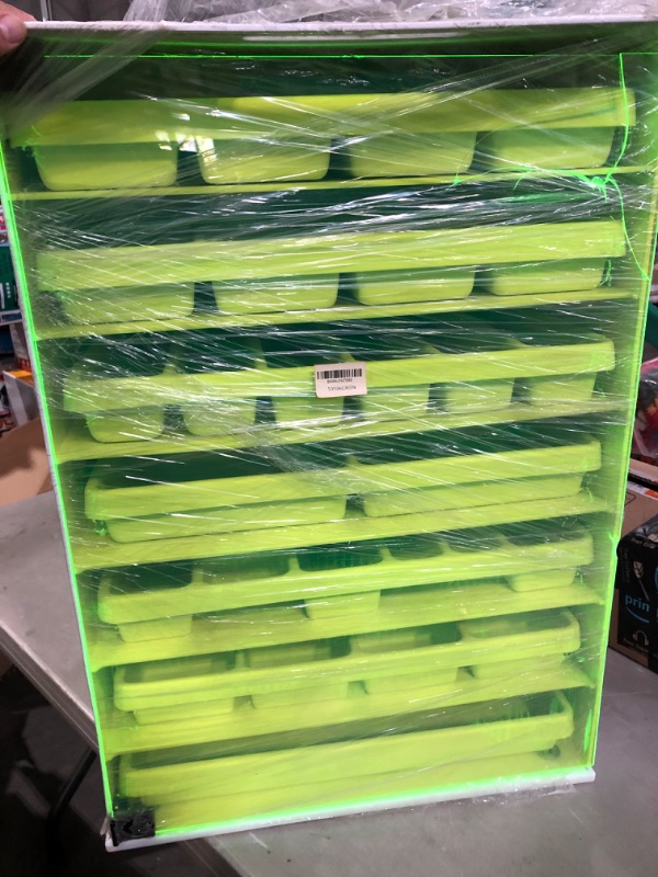 Photo 4 of Alkali Scientific 50506GREEN White ABS Big Drawer Organizer Cart with Green Acrylic Door and Trays, 21" Width x 32" Height x 19" Depth, 7 Shelves