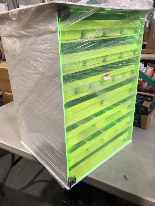 Photo 3 of Alkali Scientific 50506GREEN White ABS Big Drawer Organizer Cart with Green Acrylic Door and Trays, 21" Width x 32" Height x 19" Depth, 7 Shelves