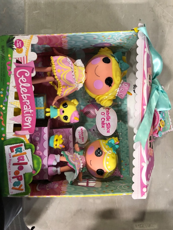 Photo 2 of Lalaloopsy Doll Set - Candle & Wishes Slice O' Cake - Large & Little Dolls with Yellow Hair & Hat - with Pet Pug & Cupcake Pig - Changeable Outfit, Reusable House Package Playset - for Kids Ages 3+