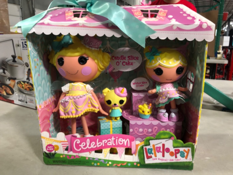 Photo 3 of Lalaloopsy Doll Set - Candle & Wishes Slice O' Cake - Large & Little Dolls with Yellow Hair & Hat - with Pet Pug & Cupcake Pig - Changeable Outfit, Reusable House Package Playset - for Kids Ages 3+