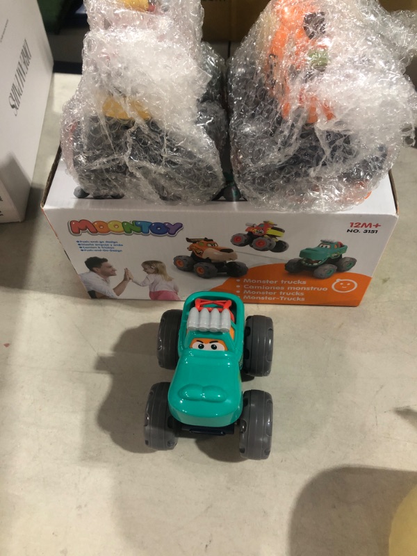 Photo 2 of MOONTOY Toy Cars for 1 2 3 Year Old Boys, 3 Pack Friction Powered Cars Pull Back Toy Cars Set - Bull Truck, Leopard Truck, Crocodile Trucks, Push and Go Toy Cars for Toddler Boys Baby Gift.