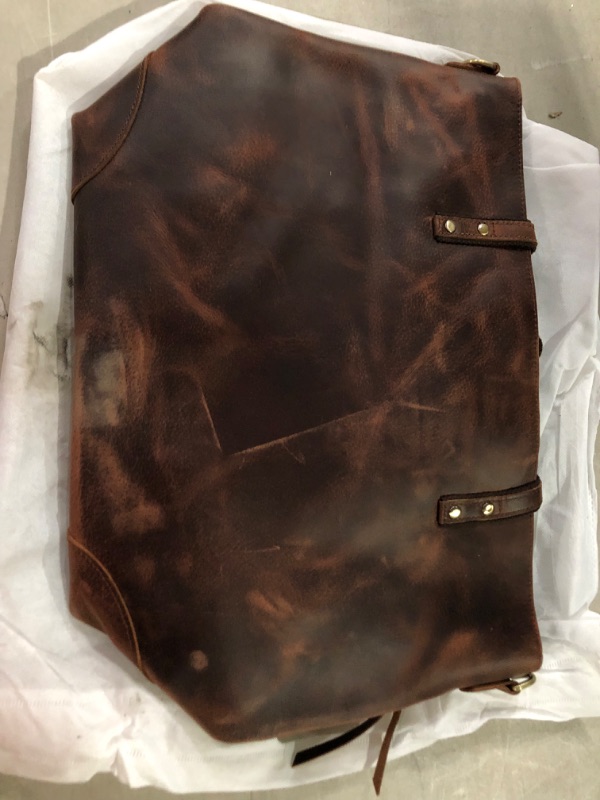 Photo 3 of S-ZONE Vintage Genuine Leather Shoulder Bag Work Totes for Women Purse Handbag with Back Zipper Pocket Large