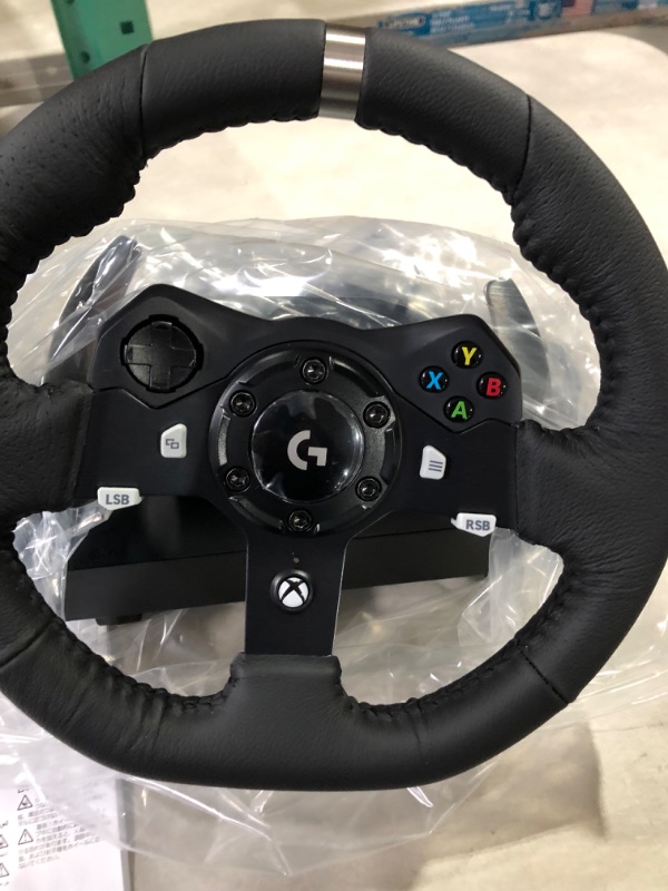 Photo 2 of Logitech G920 Driving Force Racing Wheel and Floor Pedals, Real Force Feedback, Stainless Steel Paddle Shifters, Leather Steering Wheel Cover for Xbox Series X|S, Xbox One, PC, Mac - Black Wheel Only