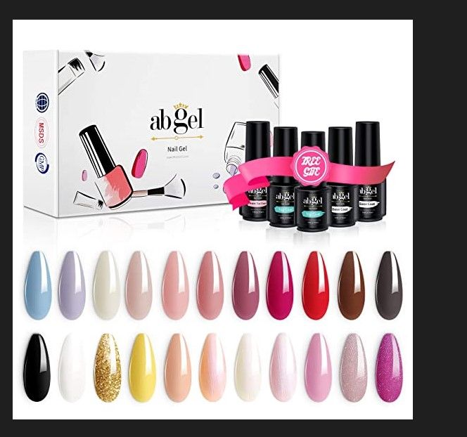 Photo 1 of ab gel 27 Pcs Gel Nail Polish Kit,Suitable for All Seasons Soak Off UV LED Gel Nail Polish Set Job Interview Gel Polish Starter Kit with Glossy & Matte Top Coat and Base Coat