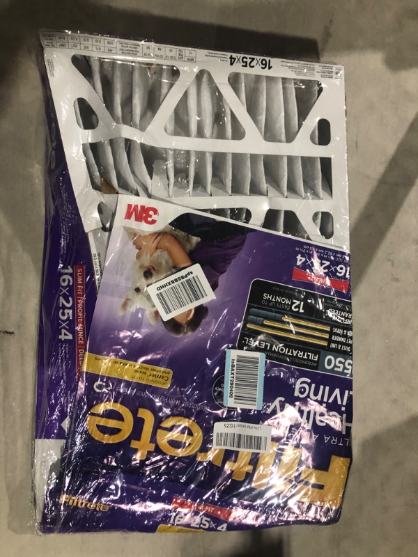 Photo 1 of Filtrete 16x25x5 Furnace Air Filter MPR 1550 DP MERV 12, Healthy Living Ultra Allergen Deep Pleat, 1-Pack, Fits Lennox & Honeywell Devices (exact dimensions 15.62 x 24.12 x 4.87) 1 Count (Pack of 1) 16x25x5