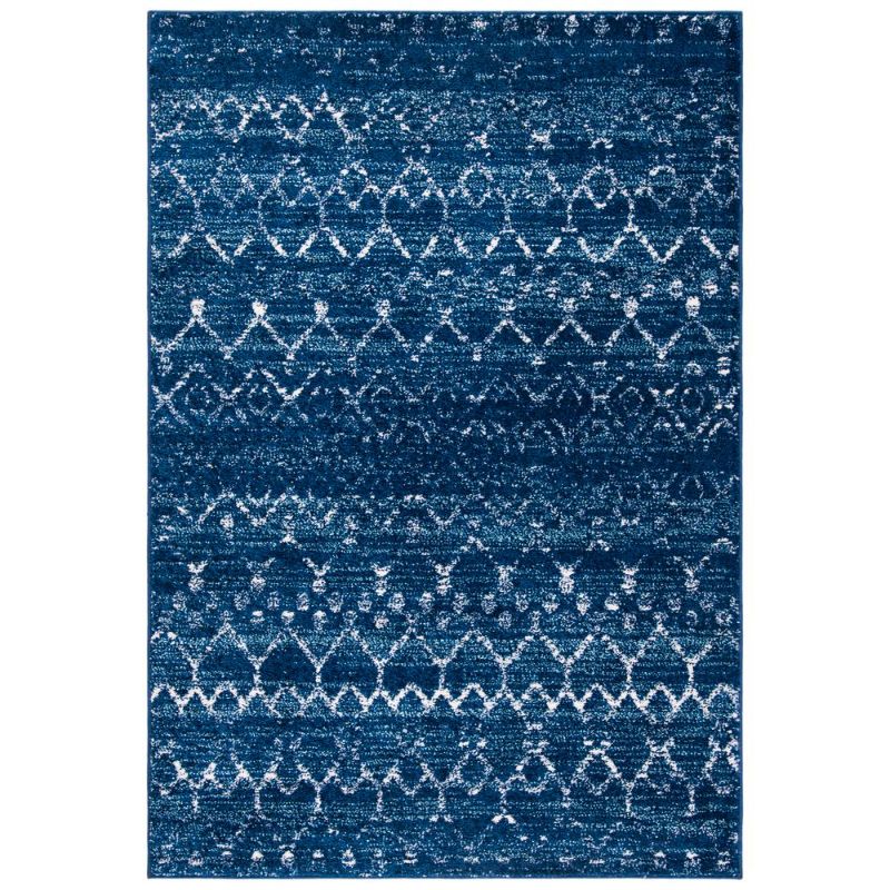 Photo 2 of SAFAVIEH Tulum Collection 8' x 10' Blue/Ivory TUL249M Moroccan Boho Distressed Non-Shedding Living Room Bedroom Dining Home Office Area Rug 8' x 10' Blue / Ivory