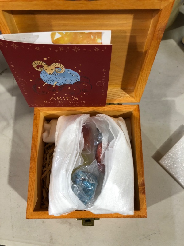 Photo 1 of Aries Horoscope Healing Crystals Set - Zodiac Signs Birthstone - 7 Pcs Natural Crystals and Healing Stones - Astrology Constellation Gemstones Gifts Box for Aries