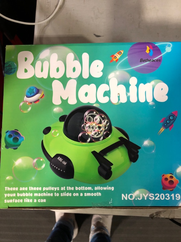 Photo 1 of 
Spaceship Bubble Machine for Toddlers, Automatic Bubble Blower Rechargeable with bubble solution