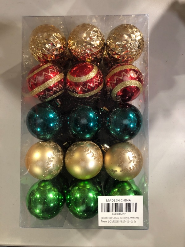 Photo 2 of 30PCS 60MM/2.36IN Christmas Tree Ornaments Assorted Pendant Shatterproof Ball Ornament Set Seasonal Decorations with Reusable Hand-Help Gift Boxes Ideal for Xmas, Holiday and Party (Red/Gold)