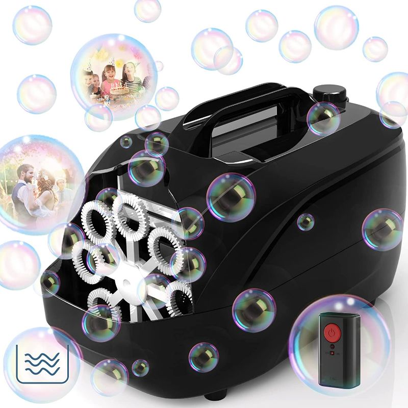 Photo 1 of Bubble Machine Automatic Bubble Blower Upgraded 5000+ Bubbles/Min Portable Bubble Maker with Remote Control for Kids Toddlers, 2 Speed Levels, USB or Batteries for Outdoor Indoor Party Stage