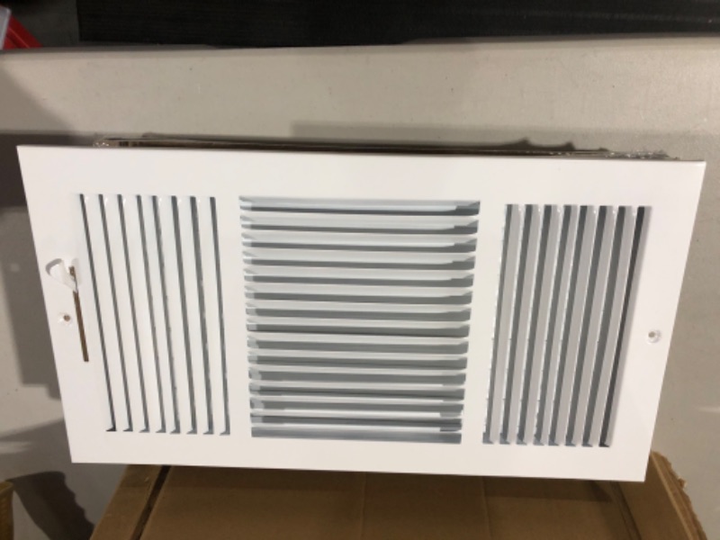 Photo 3 of 16" X 8" 3-Way AIR Supply Grille - Duct Cover and Diffuser - Flat Stamped Face - White [Outer Dimensions: 17.75"w X 9.75"h] 4 PACK