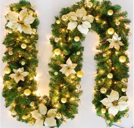 Photo 1 of 2.7M Christmas Garlands, Artificial Christmas Garlands Battery Powered 