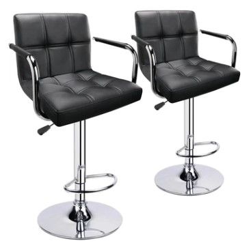 Photo 1 of ADJUSTABLE SQUARE BAR STOOLS WITH ARM REST (SET OF 2)