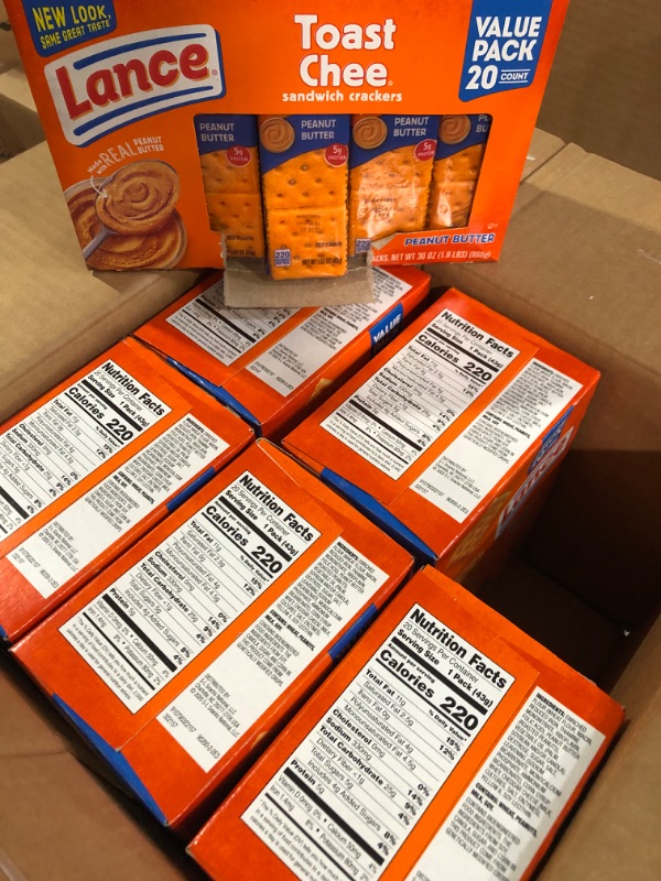 Photo 4 of !!!SEE CLERK NOTES!!!
Lance Sandwich Crackers, ToastChee Peanut Butter, 20 Individually Wrapped Packs, 6 Sandwiches Each 
(Pack of 6)