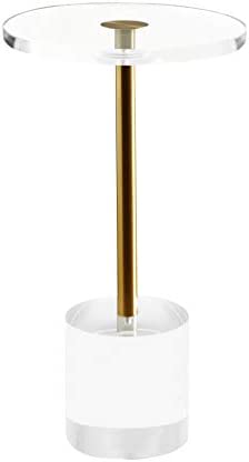 Photo 1 of Artmaze Clear Acrylic End Table,Side Table,Brushed Brass Metal,Round,for Office, Living Room and Bedroom,Easy Assembly,12x12 inch?21.3 inch high