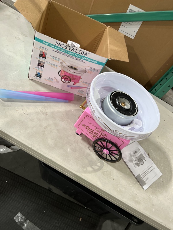 Photo 2 of ***PARTS ONLY** Nostalgia Retro Countertop Cotton Candy Machine, Vintage Candy Maker Includes 2 Reusable Cones & Scoop, Pink