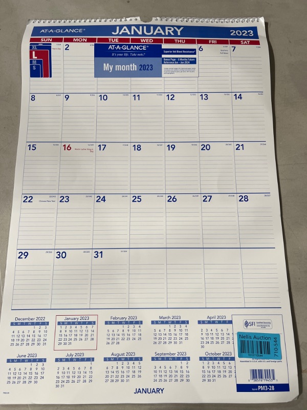 Photo 2 of AT-A-GLANCE 2023 Wall Calendar, 15-1/2" x 22-3/4", Large, Spiral Bound, Monthly (PM328) Large 2023 New Edition Calendar