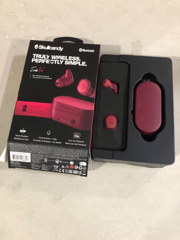 Photo 2 of Skullcandy Sesh Evo True Wireless In-ear Earbud - Deep Red, compatible with iPhone and Android, Bluetooth Earbud headphone, Charging Case & Microphone, Great for Gym & Sport IP55 Water Dust Resistant Sesh Evo Deep Red